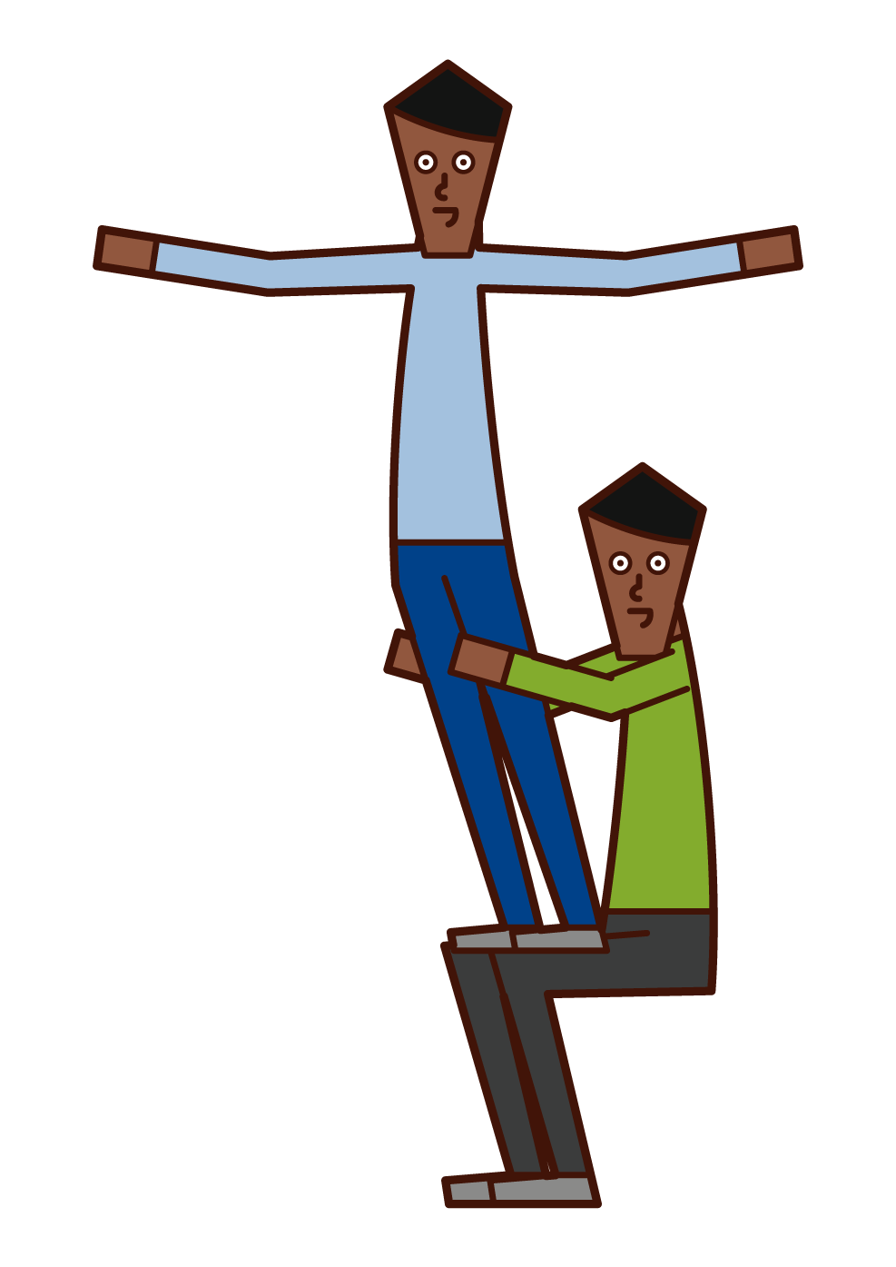 Illustration of men doing kumi gymnastics