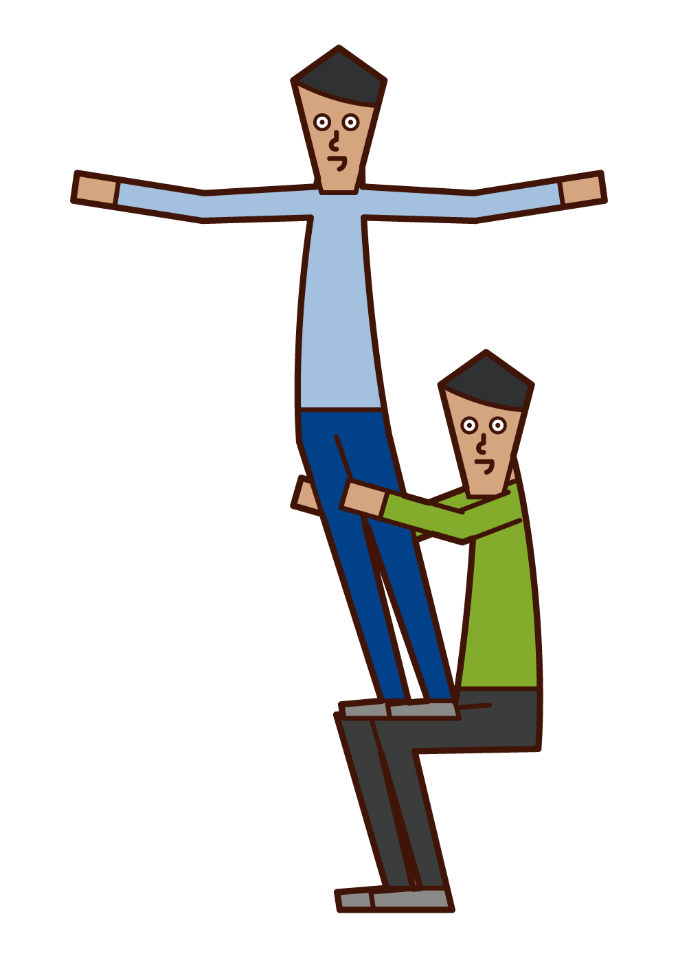 Illustration of men doing kumi gymnastics