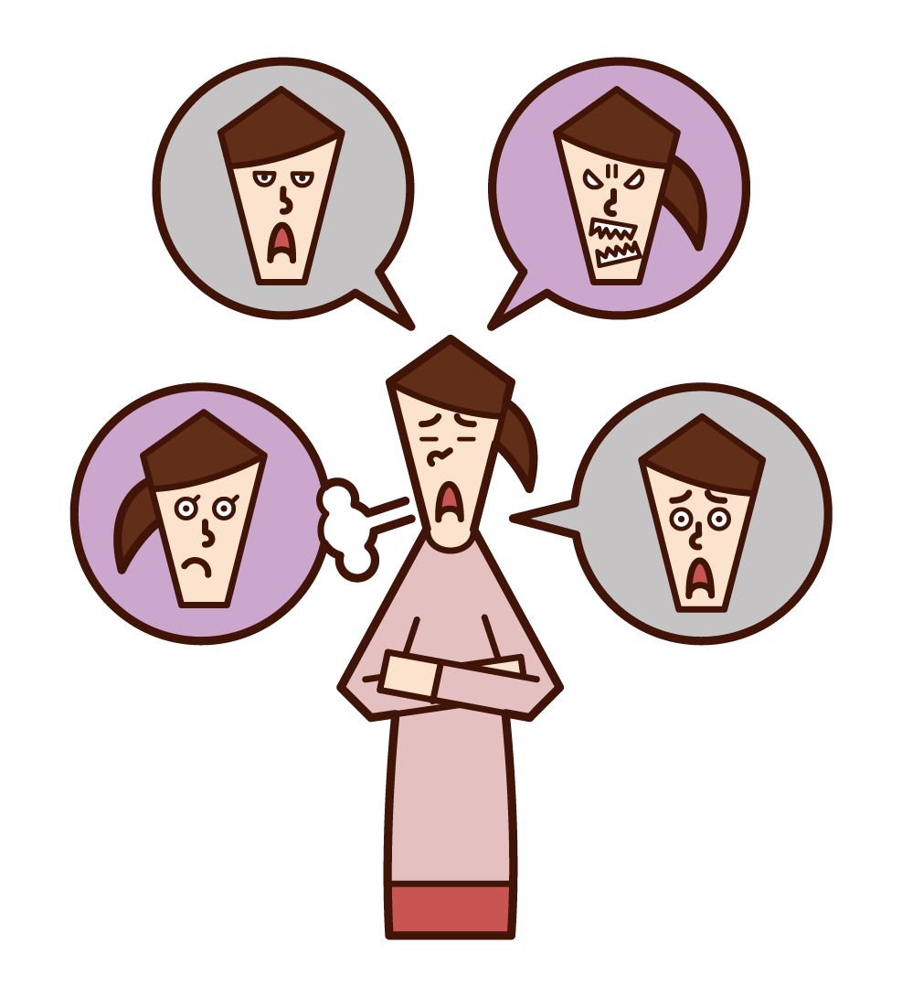 Illustration of a woman who suffers from human relationships