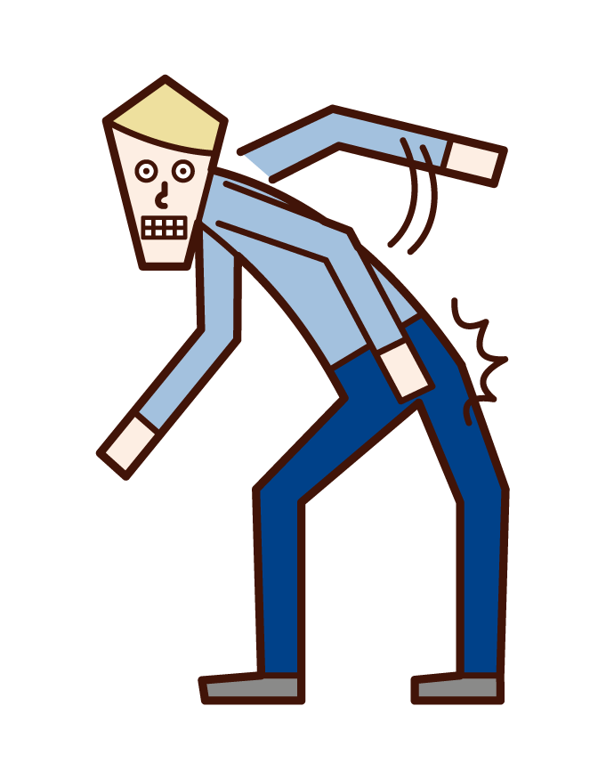 Illustration of a person (male) who beats his buttocks and provokes