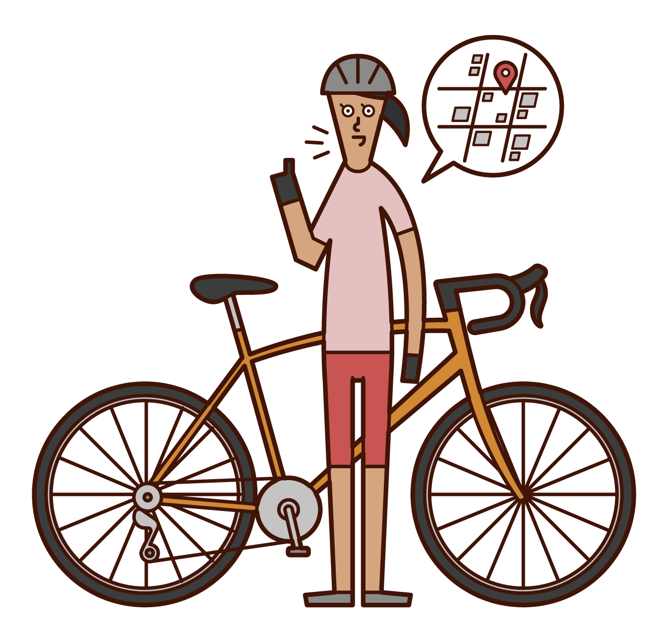 Illustration of a cycling tour guide (female)