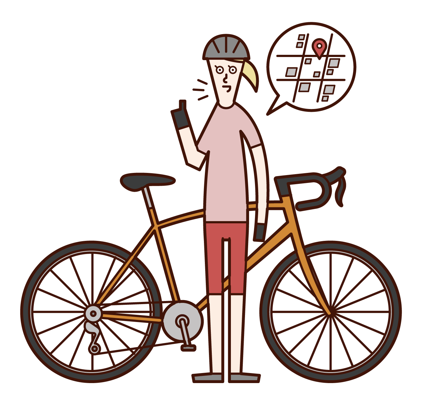 自行車導遊（女性）插圖