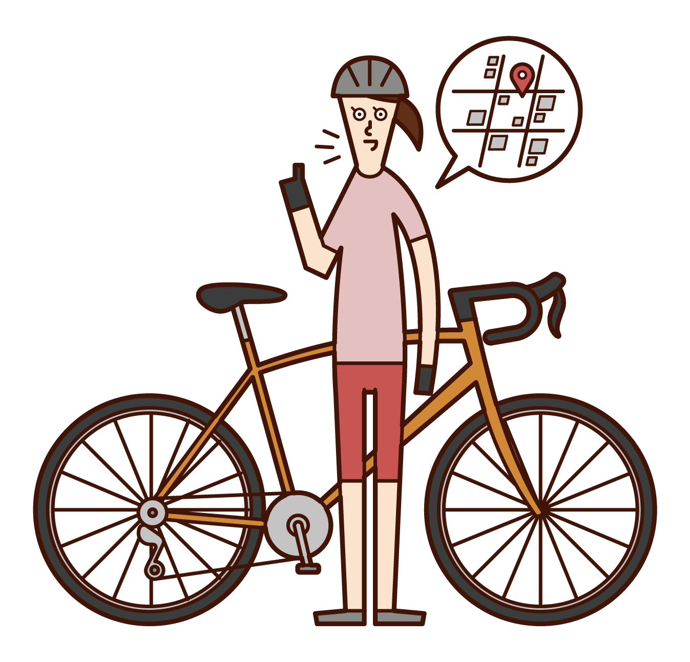 自行車導遊（女性）插圖