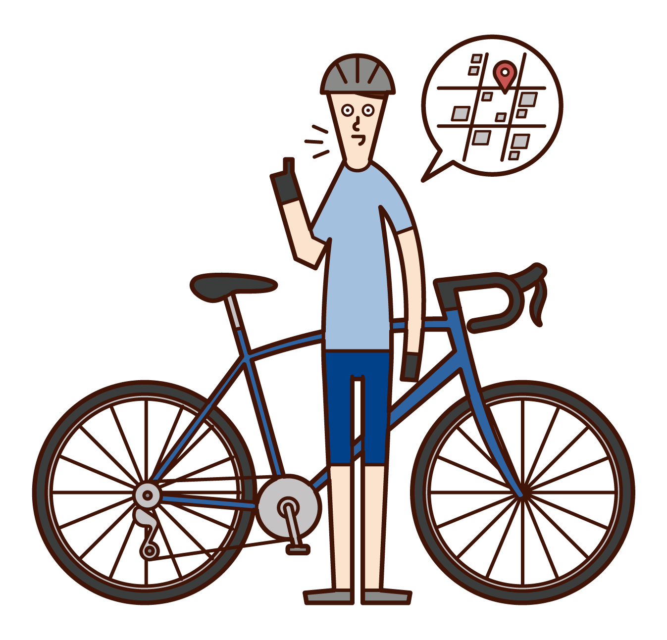 Illustration of a cycling tour guide (male)