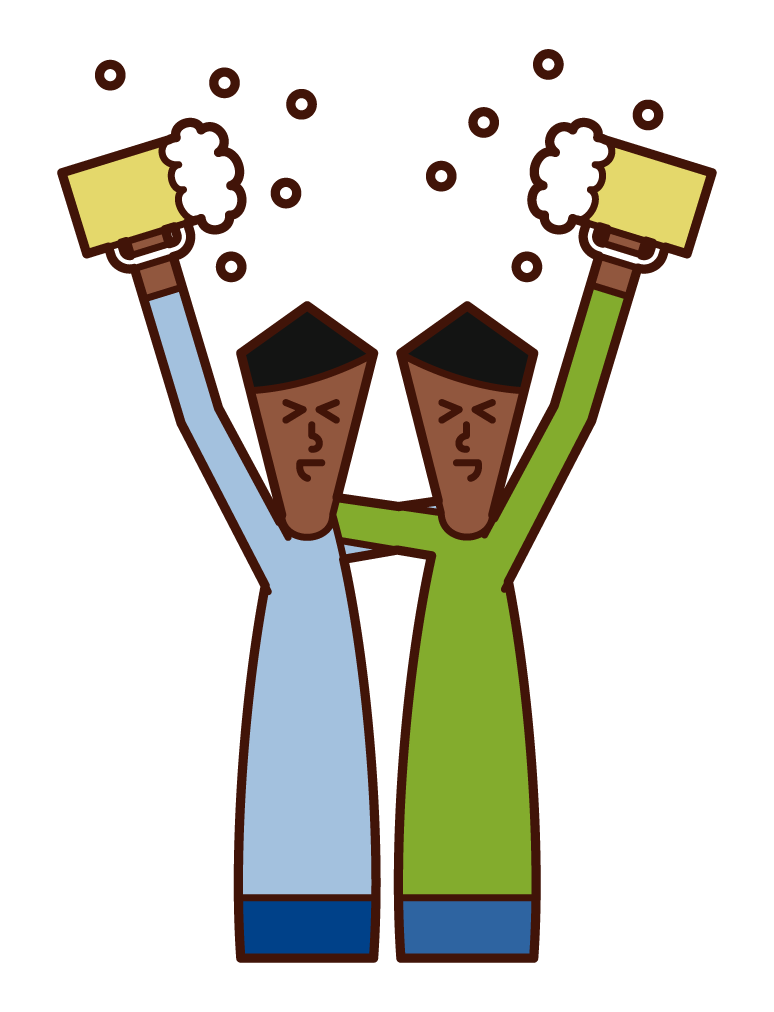 Illustration of people toasting with beer (male)