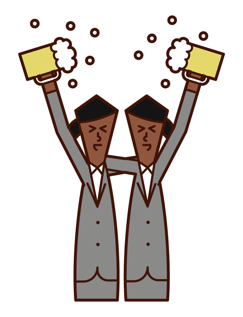 Illustration of people toasting with beer (women)