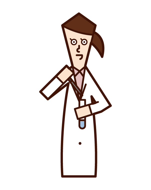 Illustration of a scientist (male) who conducts experiments and research