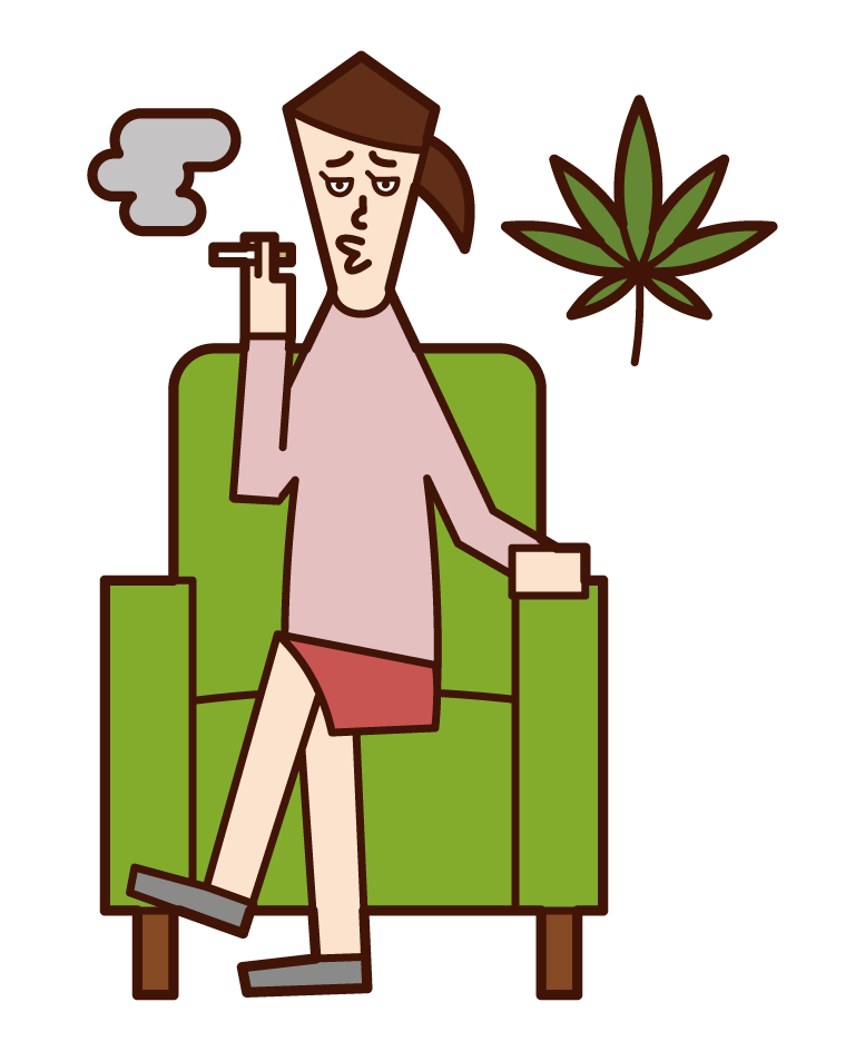 吸大麻的人（女性）的插圖
