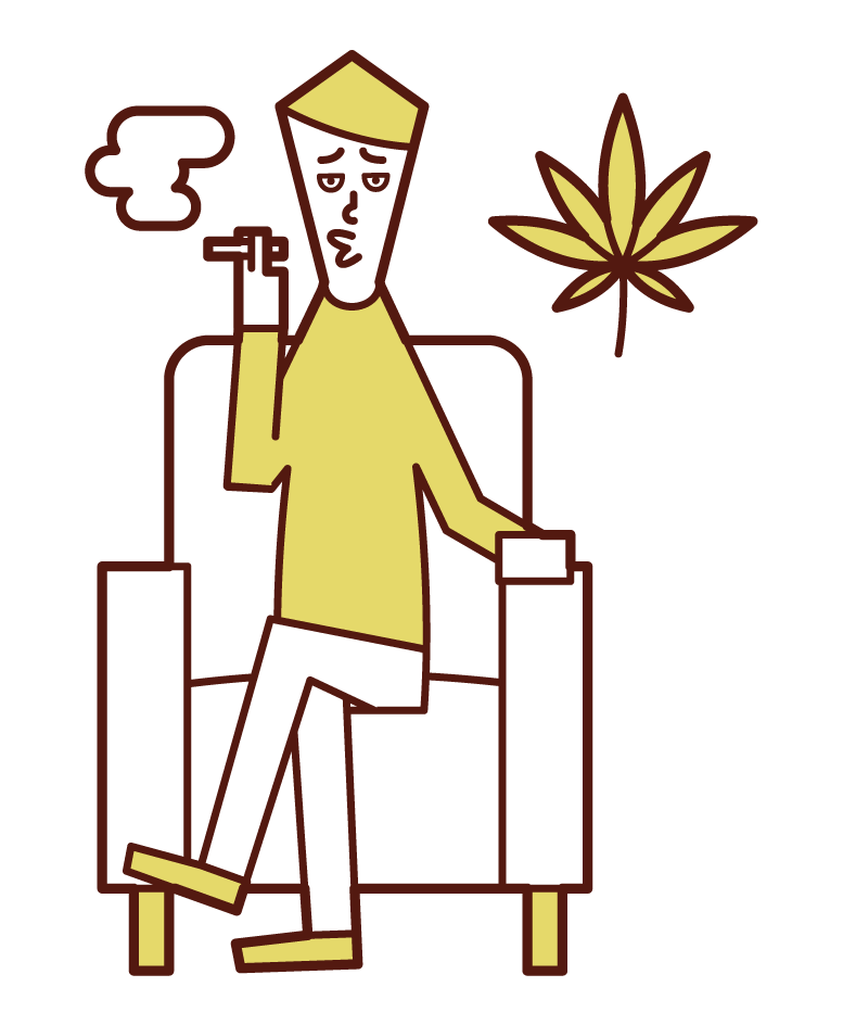 大麻を吸う人（男性）のイラスト