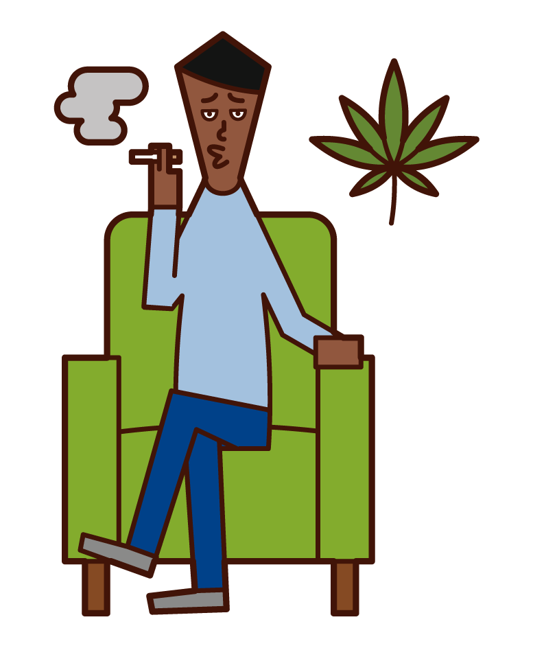 Illustration of a man smoking cannabis