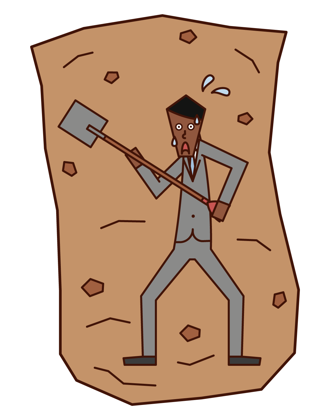 Illustration of a man digging a hole in search of a gold vein