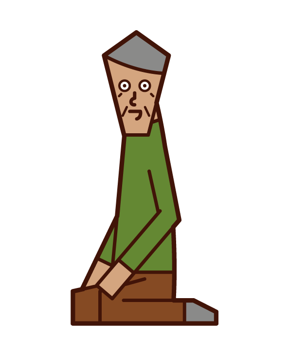 Illustration of a person sitting straight (grandfather)