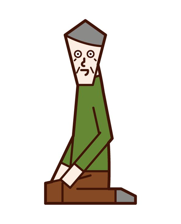 Illustration of a person sitting straight (grandfather)