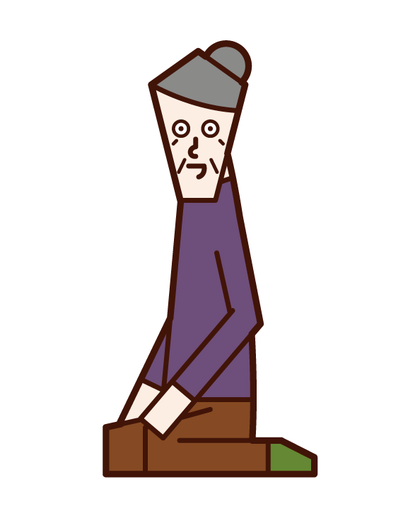 Illustration of a person sitting straight (grandmother)