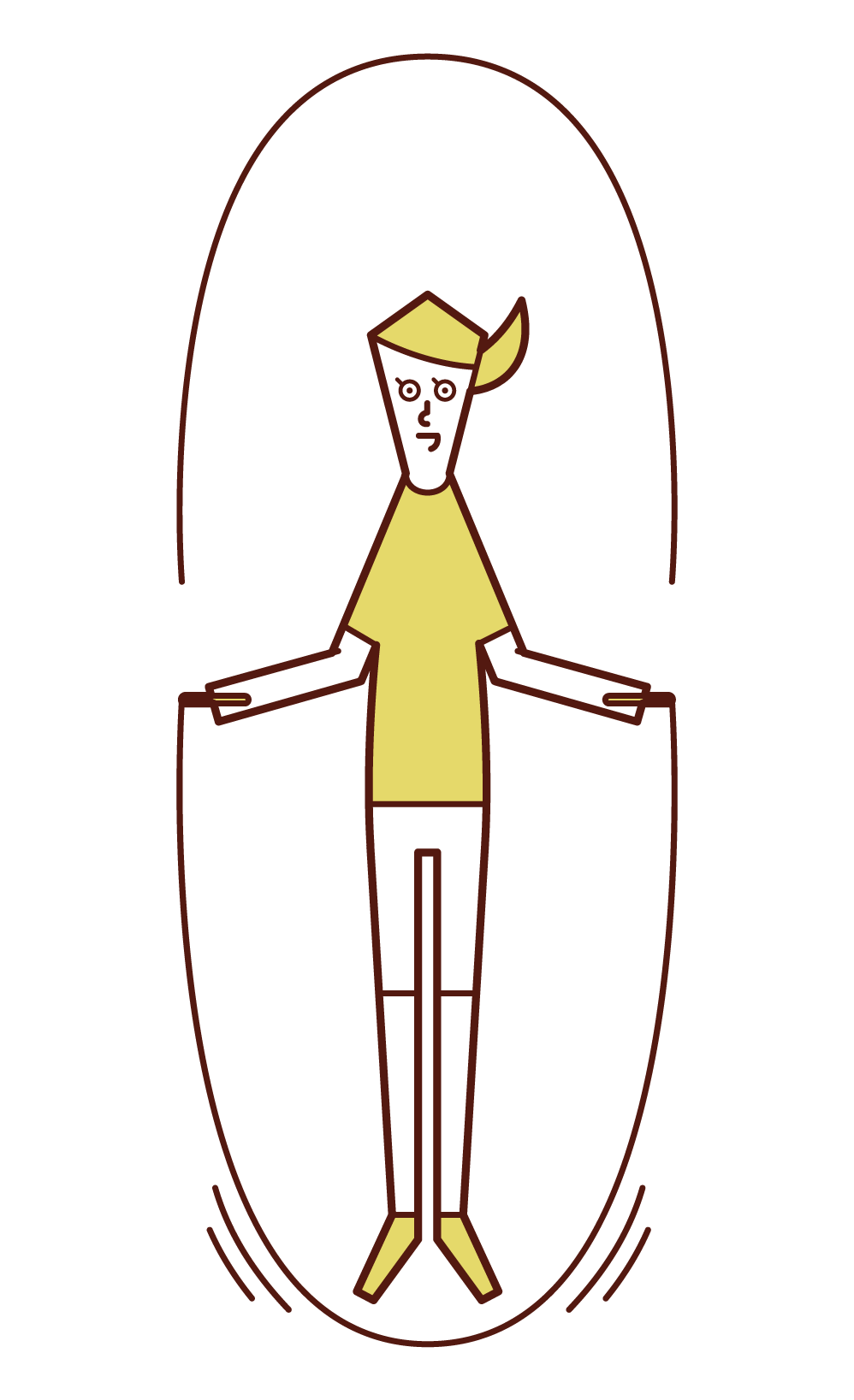 縄跳びをする人（女性）のイラスト