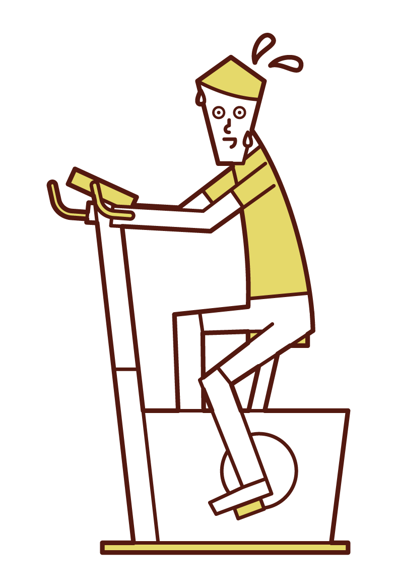 Illustration of a man exercising on a fitness bike