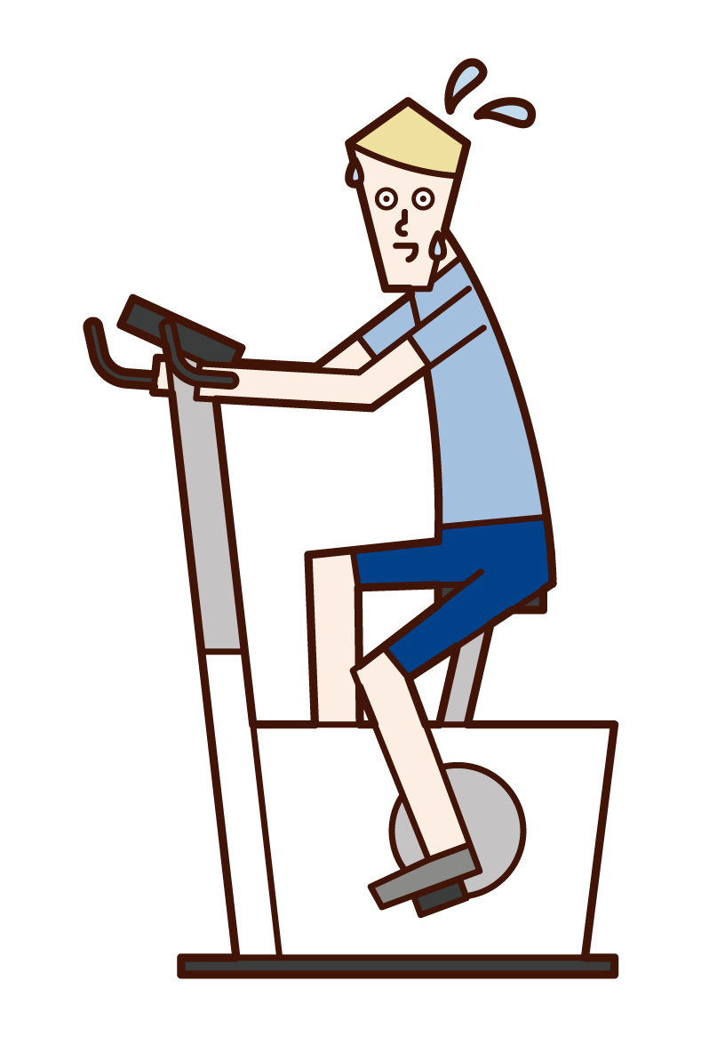 피트니스 자전거에서 운동하는 사람 (남성)의 그림