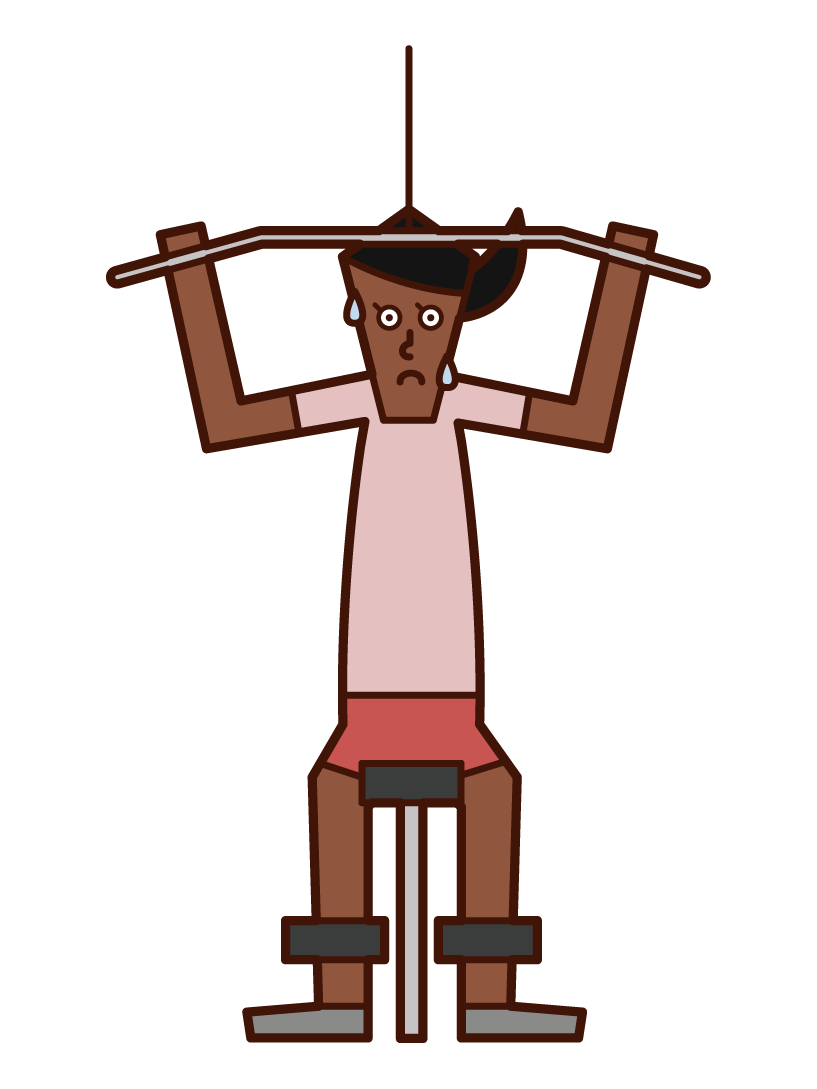 Illustration of a woman training on a rat pull-down machine