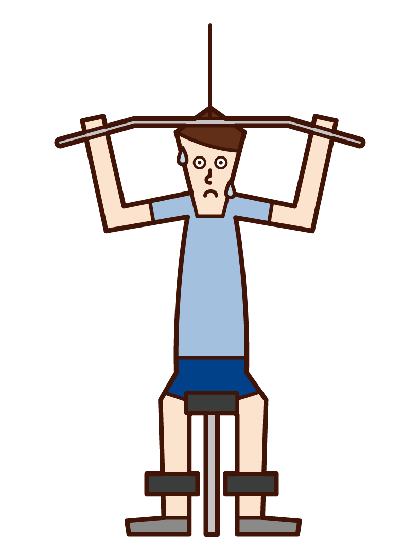 Illustration of a man training on a rat pull-down machine