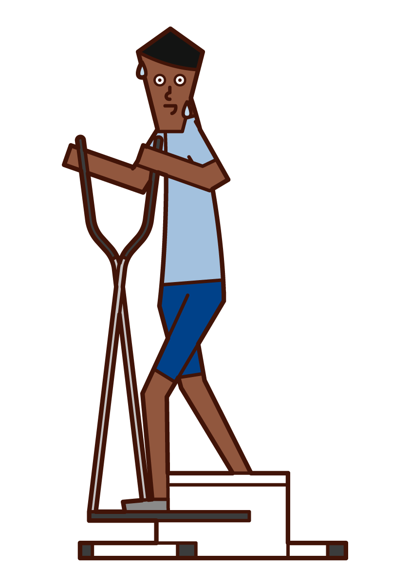 크로스 트레이너로 운동하는 사람 (남성)의 그림