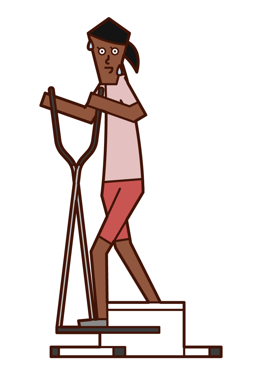 Illustration of a woman exercising with a cross trainer