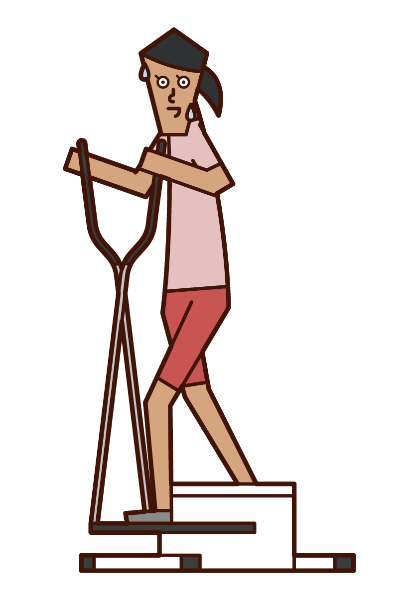 Illustration of a woman exercising with a cross trainer