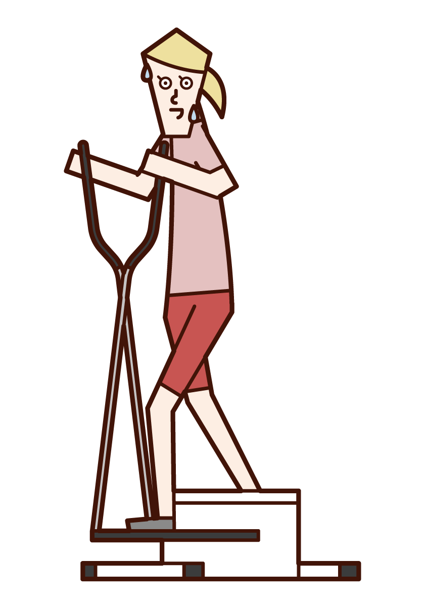 크로스 트레이너로 운동하는 사람 (여성)의 그림