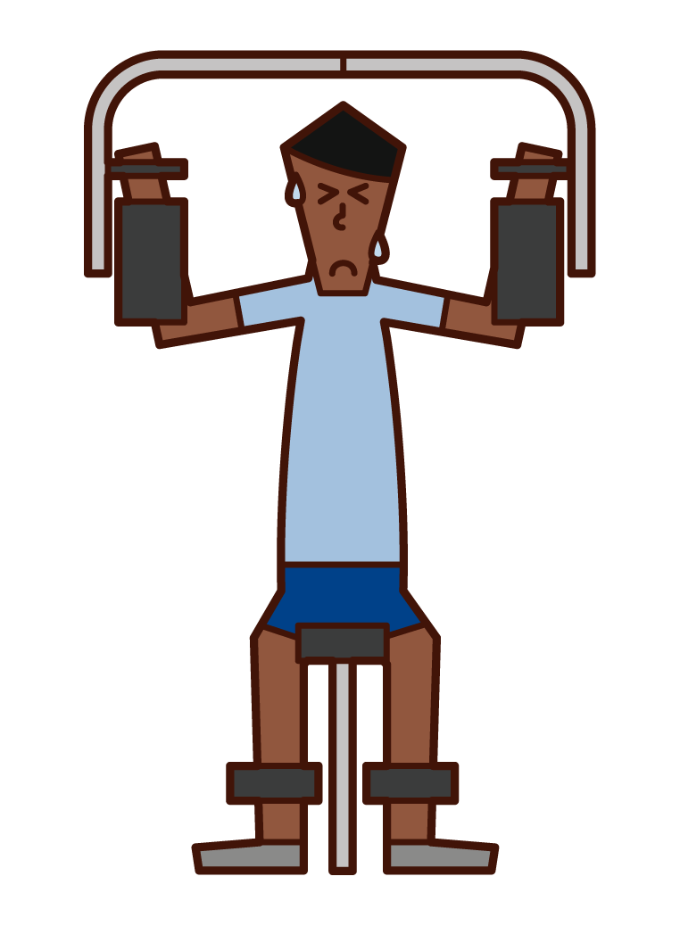 バタフライマシーンでトレーニングをする人（男性）のイラスト