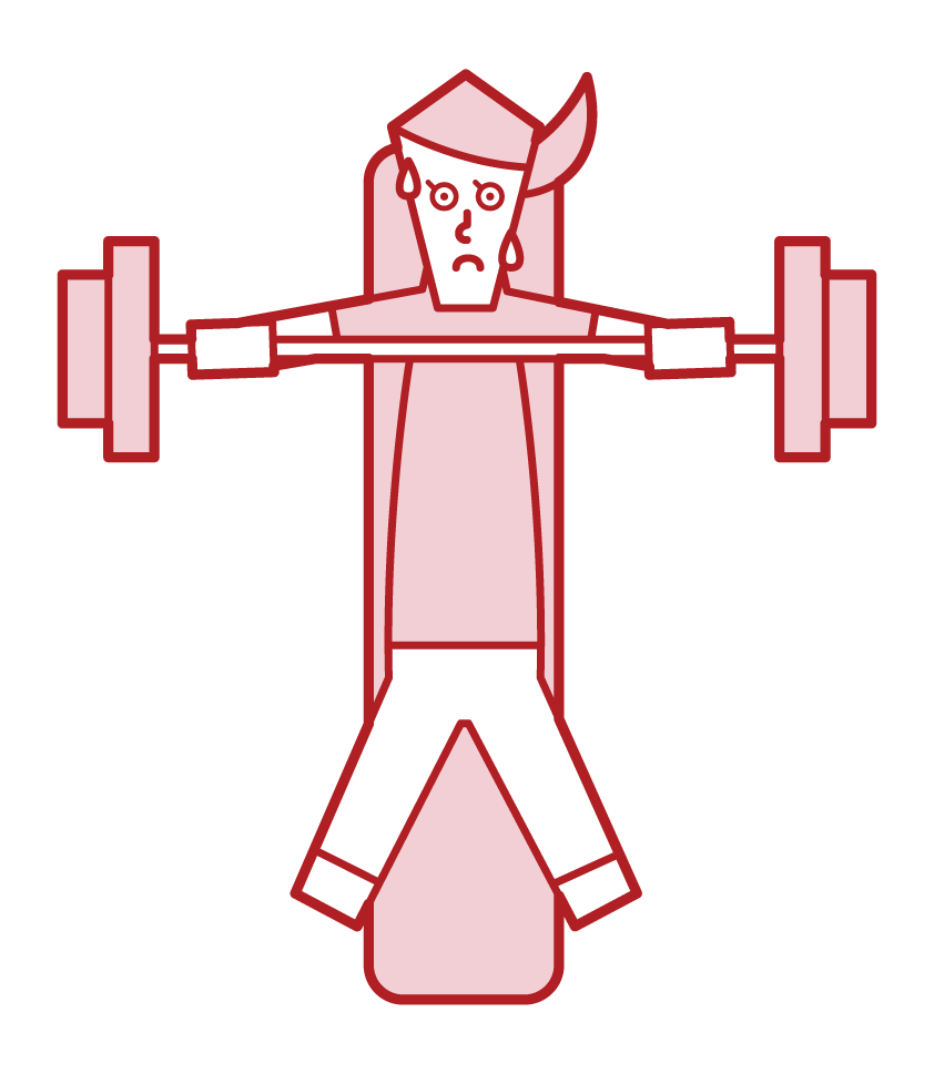 Illustration of a woman training on a bench press