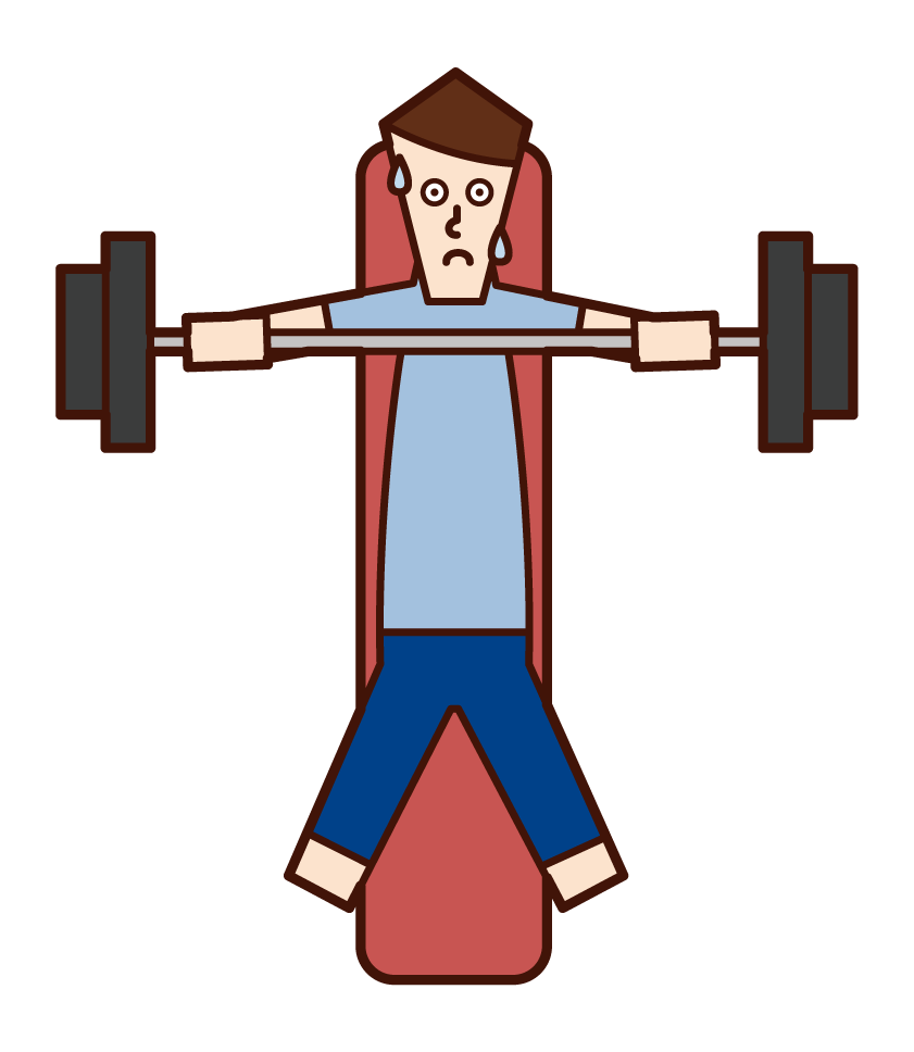 Illustration of a man training on a bench press