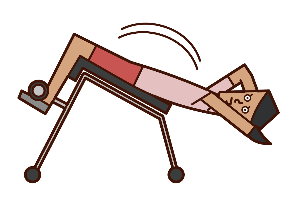 Illustration of a woman training on a Abdominal machine