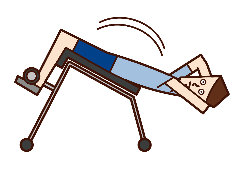 Illustration of a man training on a Abdminal machine