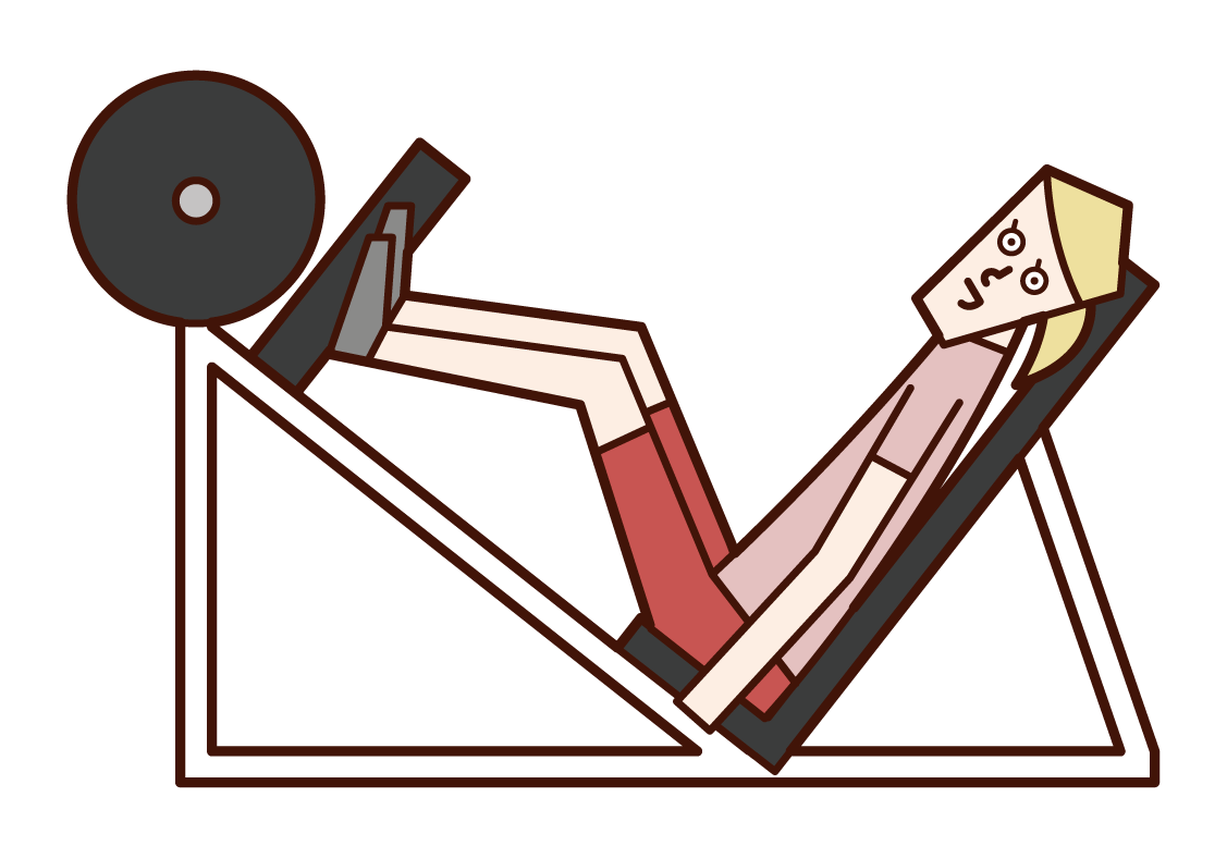 Illustration of a woman training with a leg press