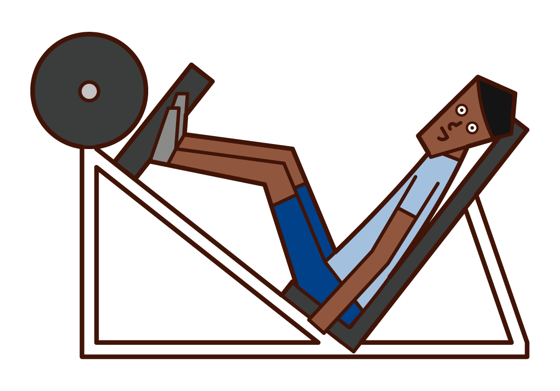 Illustration of a man training with a leg press