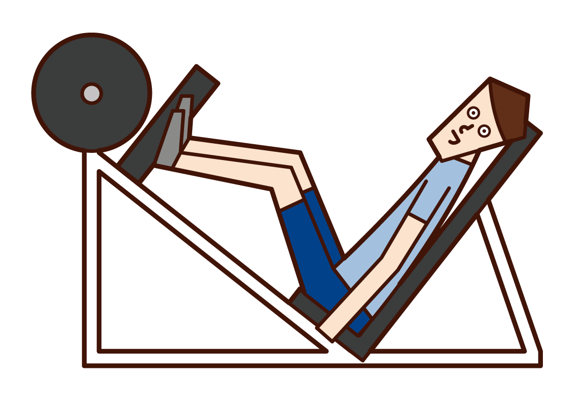 Illustration of a man training with a leg press