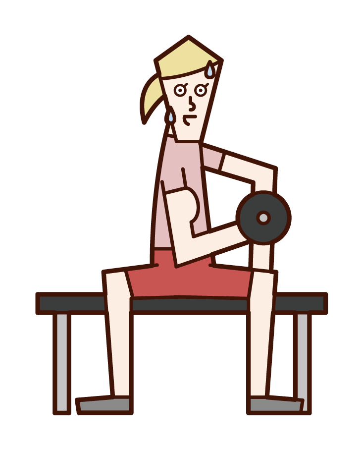 Illustration of a woman training with dumbbells