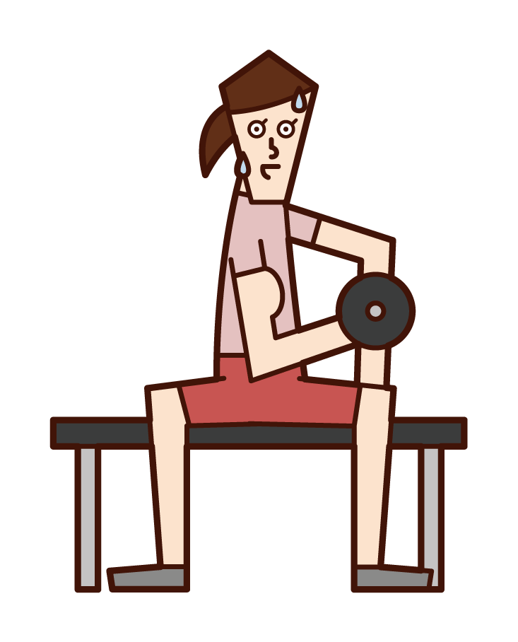 Illustration of a woman training with dumbbells