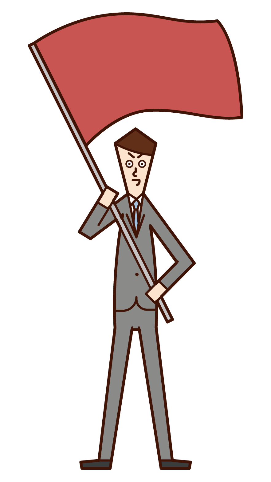 Illustration of a man waving a flag and cheering