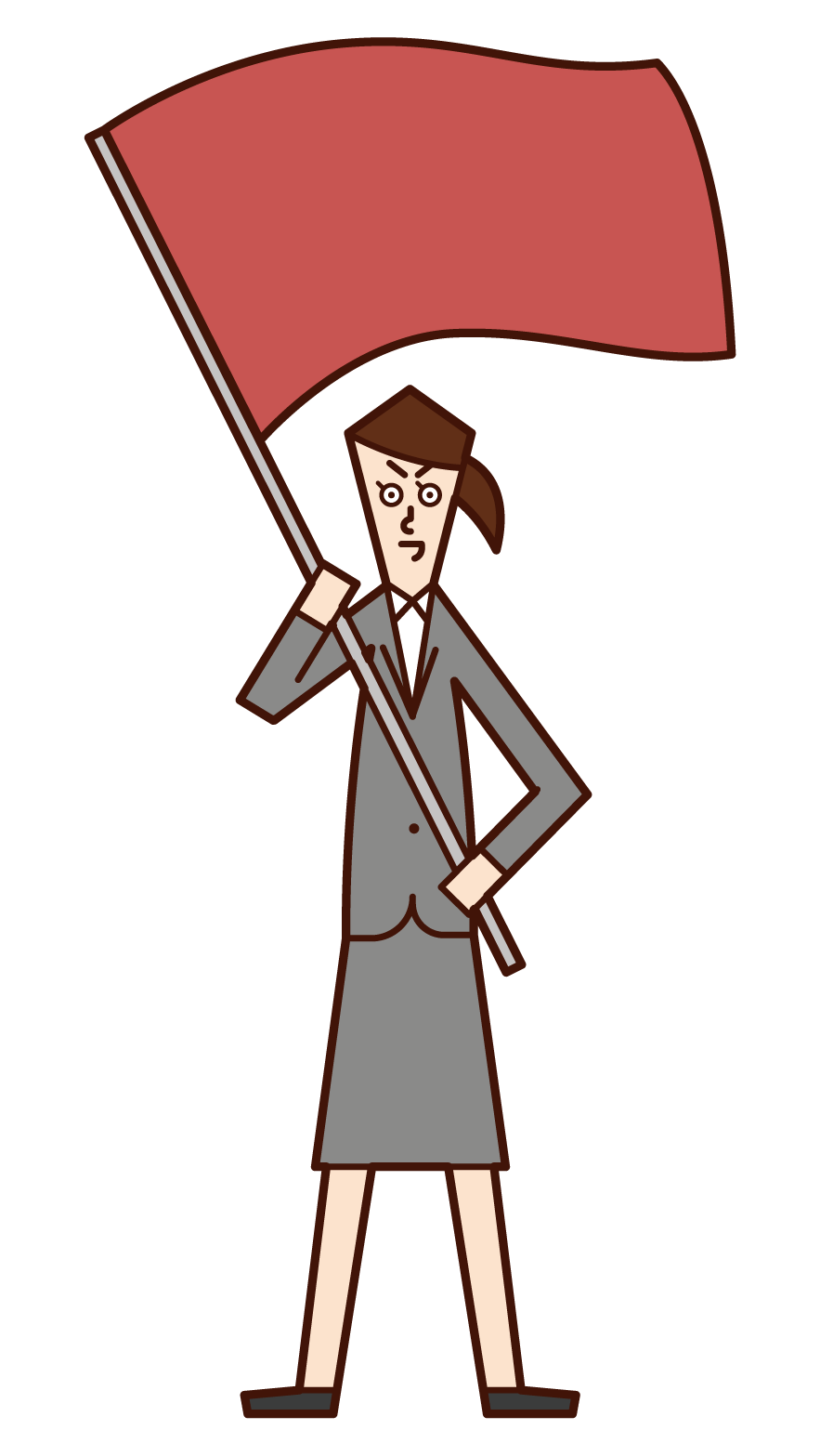 Illustration of a man waving a flag and cheering