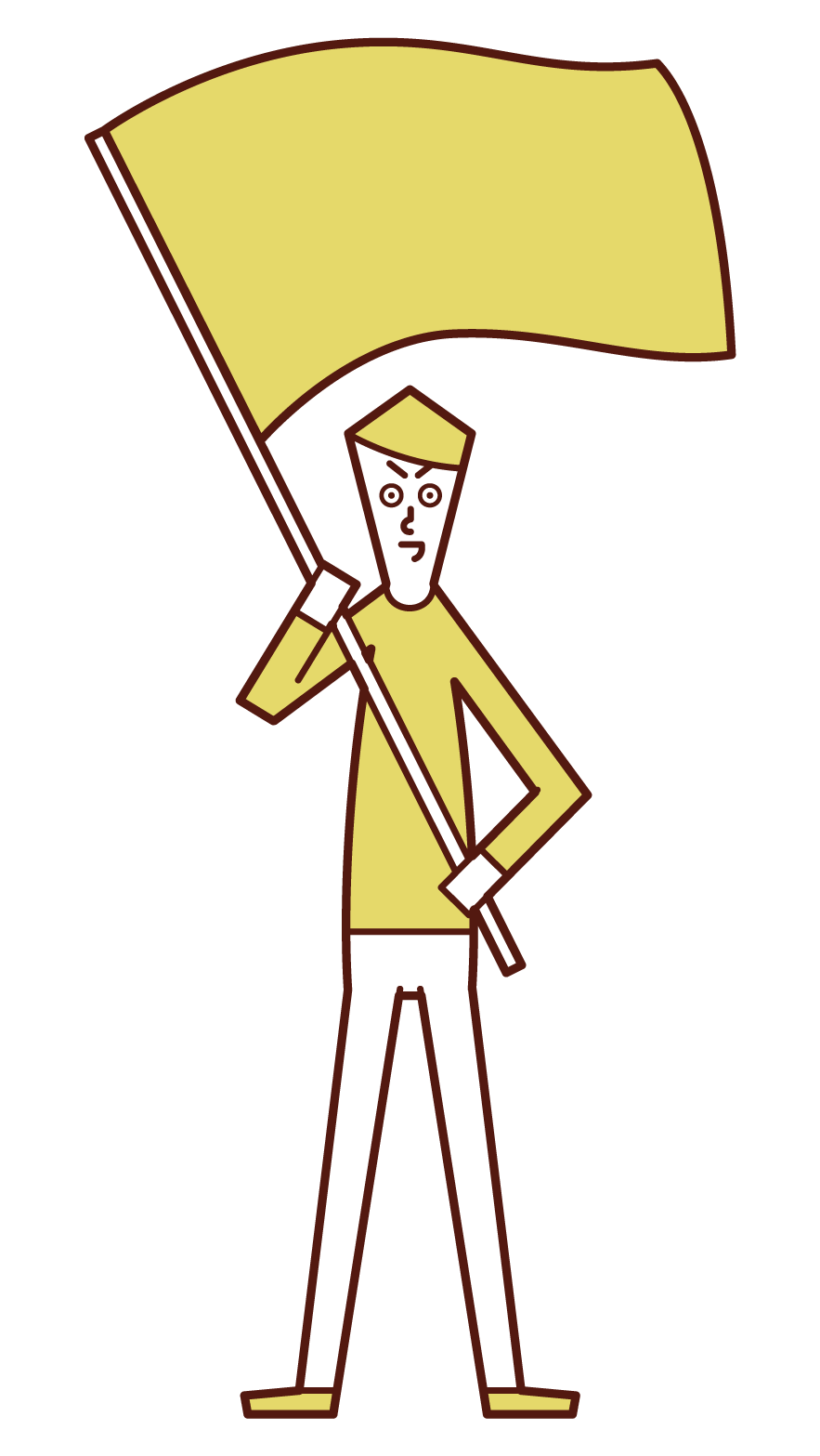 Illustration of a man waving a flag and cheering