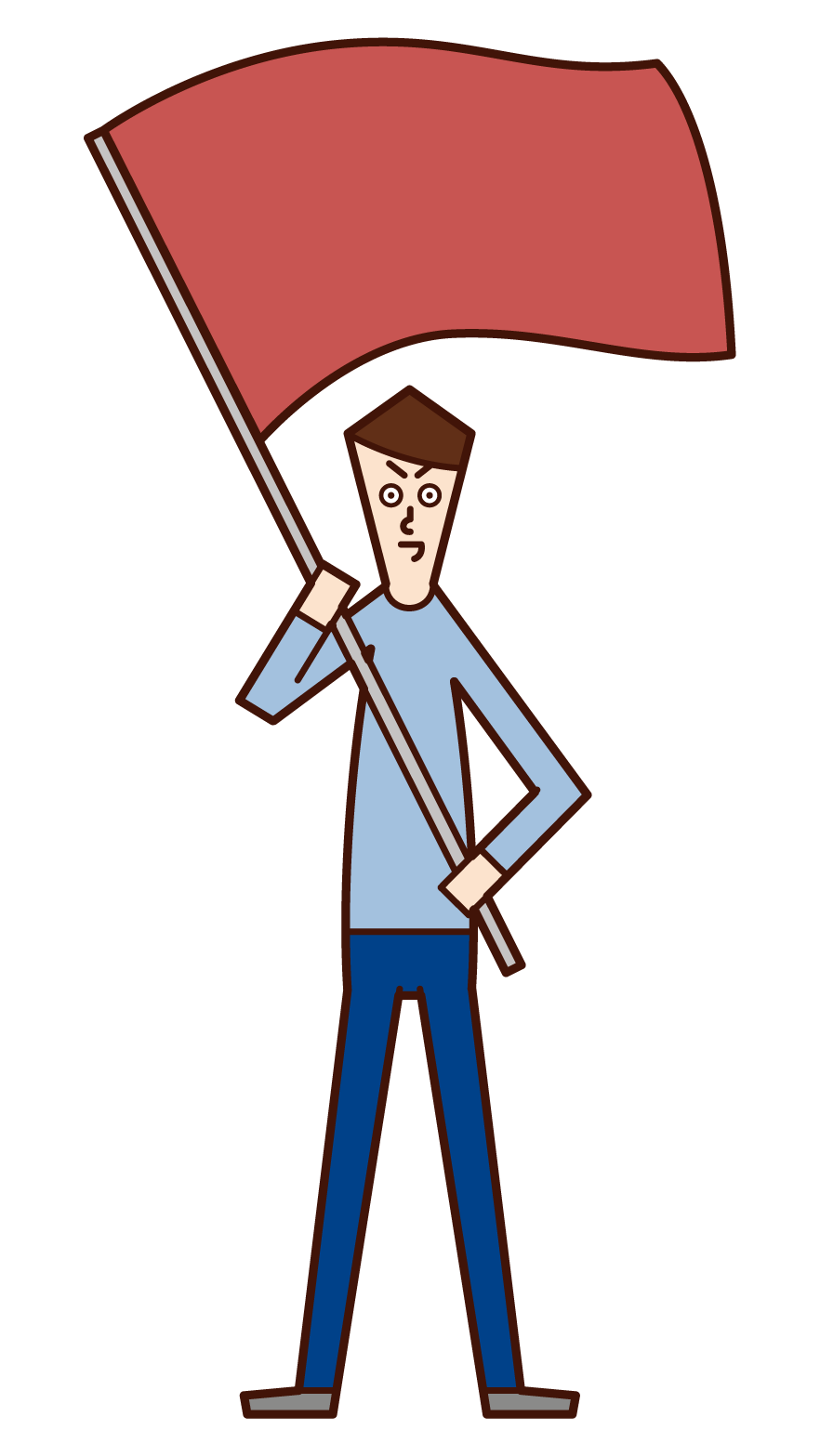 Illustration of a woman waving a flag and cheering