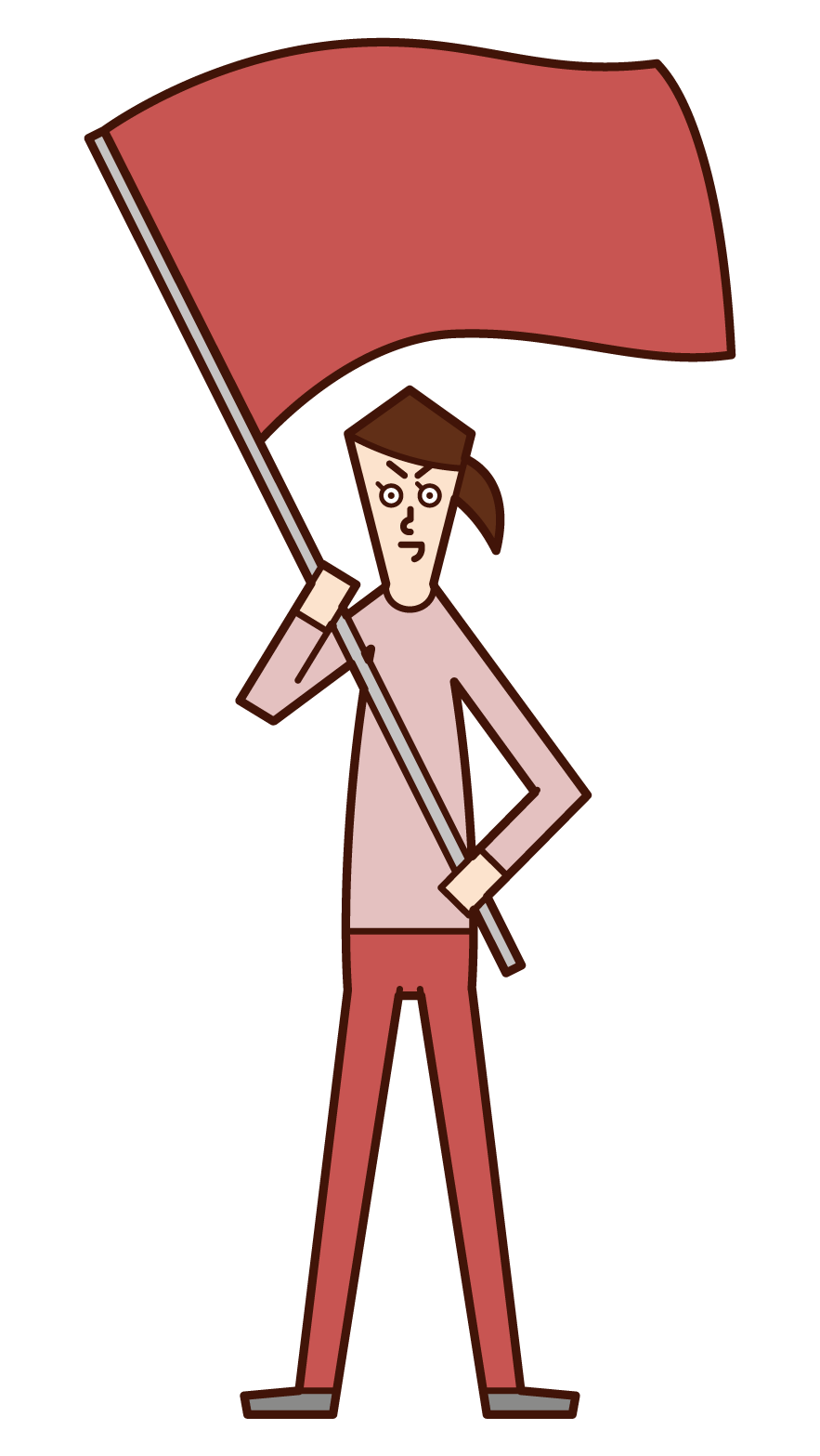 Illustration of a woman waving a flag and cheering