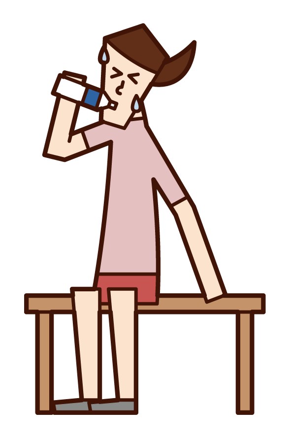 Illustration of a person (woman) who rehydrates