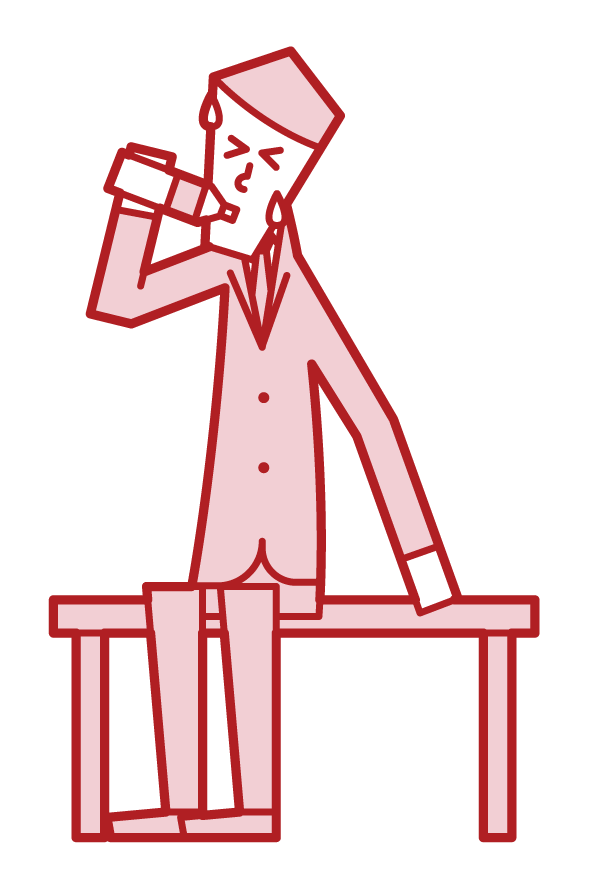 Illustration of a person (male) who rehydrates