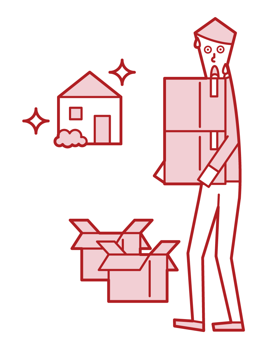 移動和行李安排（男性）的插圖