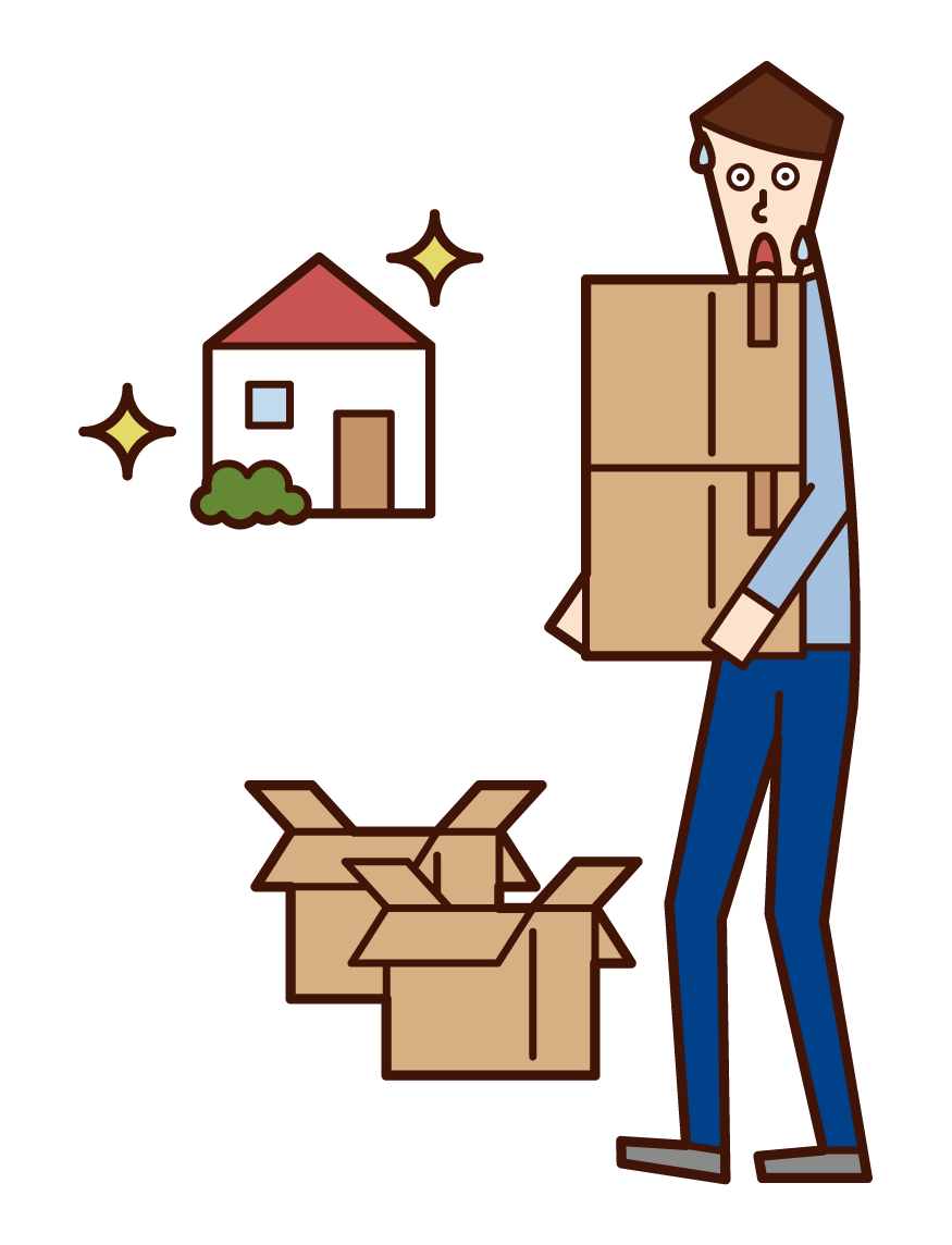 Illustration of moving and luggage arrangement (male)