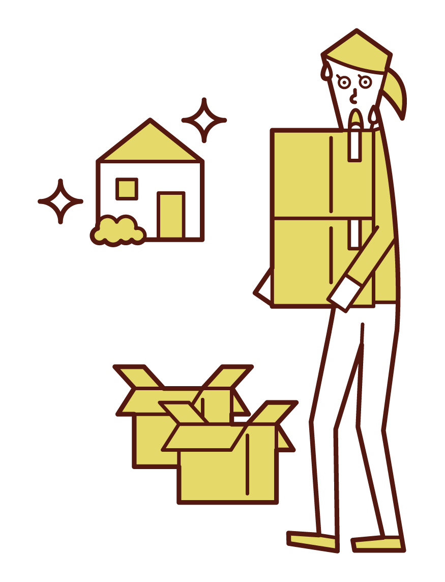 Illustration of moving and luggage arrangement (female)