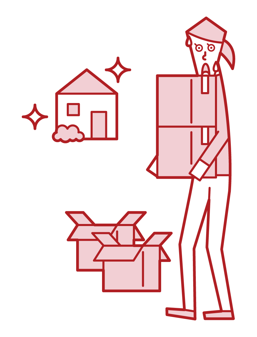 Illustration of moving and luggage arrangement (female)
