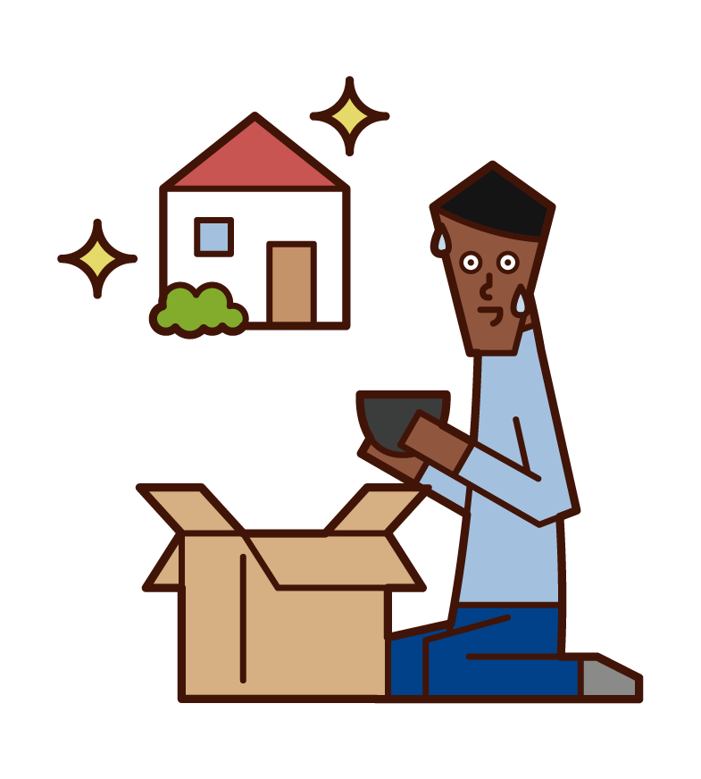 Illustration of a man preparing to move