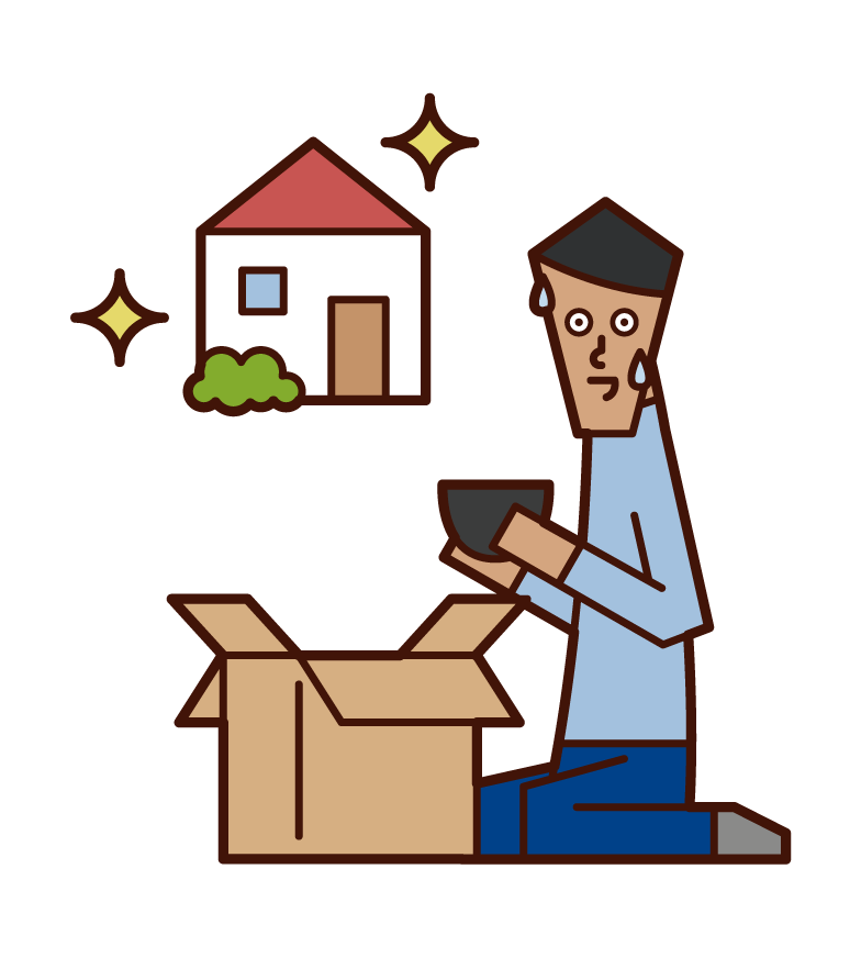 Illustration of a man preparing to move